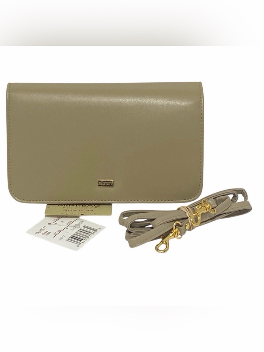 Buxton Vintage Tan Taupe Leather Convertible Mini Bag Clutch - NWT